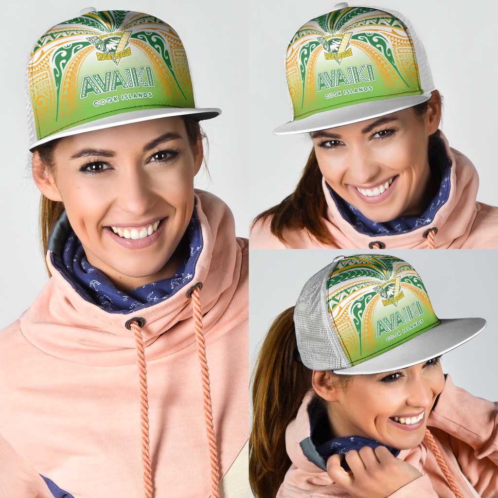 Cook Islands Rugby League Mesh Trucker Cap Avaiki Tatau Tribal Motifs White Color - Polynesian Pride