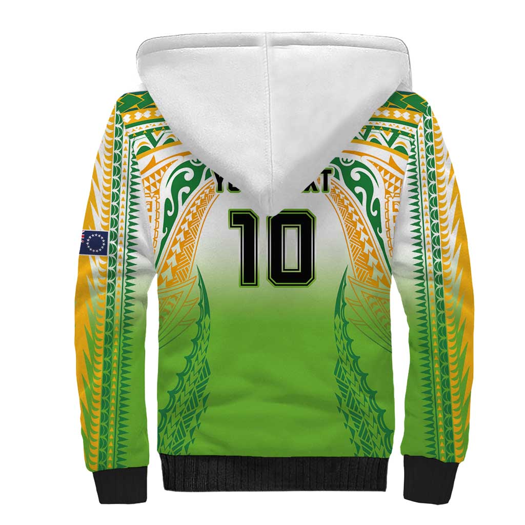 Custom Cook Islands Rugby League Sherpa Hoodie Avaiki Tatau Tribal Motifs White Color LT03 - Polynesian Pride