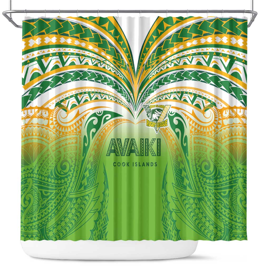 Cook Islands Rugby League Shower Curtain Avaiki Tatau Tribal Motifs White Color LT03 White - Polynesian Pride