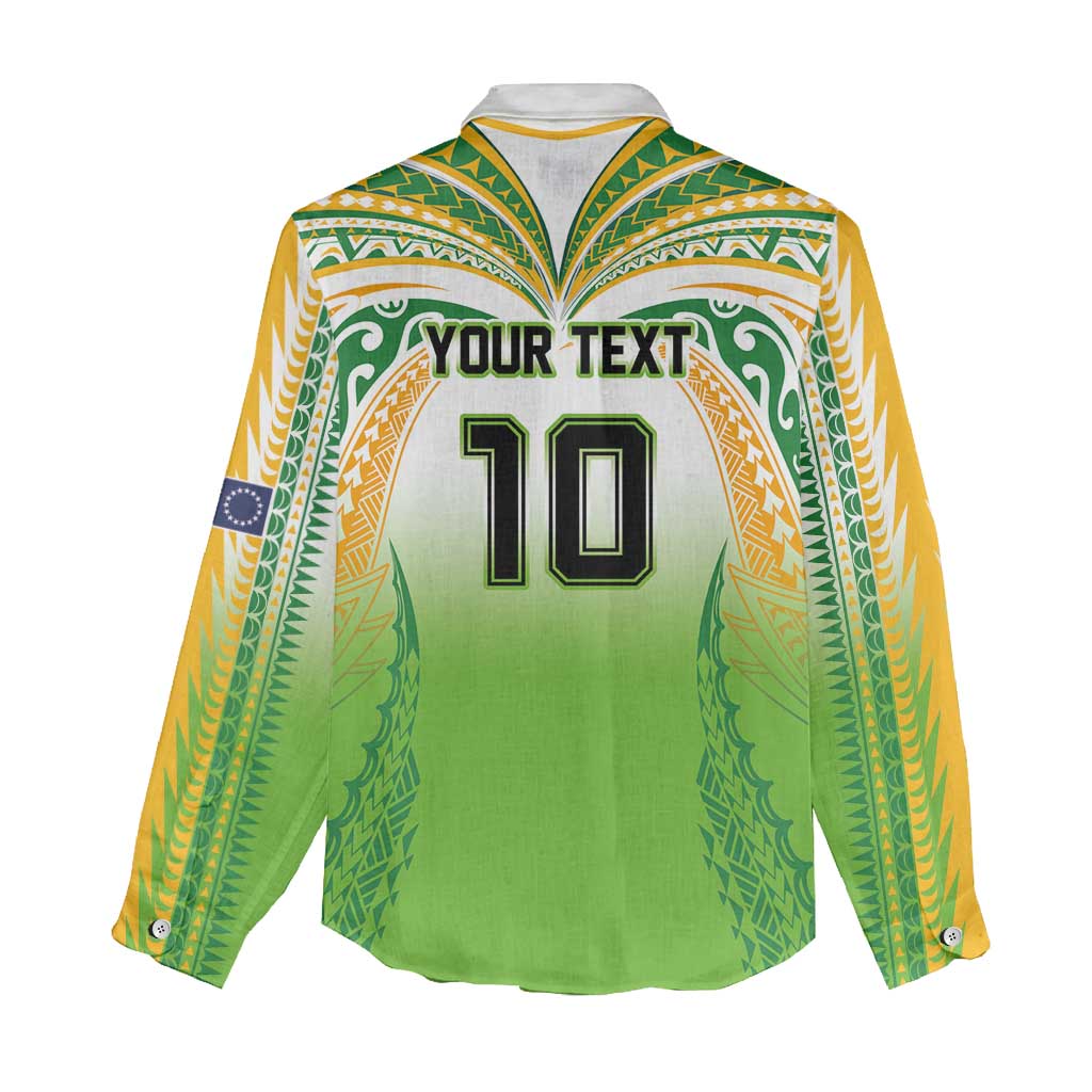 Custom Cook Islands Rugby League Women Casual Shirt Avaiki Tatau Tribal Motifs White Color LT03 - Polynesian Pride