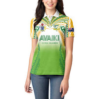 Custom Cook Islands Rugby League Women Polo Shirt Avaiki Tatau Tribal Motifs White Color LT03 - Polynesian Pride
