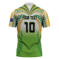 Custom Cook Islands Rugby League Zipper Polo Shirt Avaiki Tatau Tribal Motifs White Color LT03 - Polynesian Pride