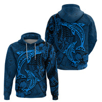 Polynesian Dolphin Valentine Day Zip Hoodie Hibiscus and Tribal Tattoo Blue Style LT03 - Polynesian Pride