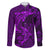 Polynesian Dolphin Valentine Day Family Matching Long Sleeve Bodycon Dress and Hawaiian Shirt Hibiscus and Tribal Tattoo Purple Style LT03 Dad's Shirt - Long Sleeve Purple - Polynesian Pride