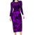 Polynesian Dolphin Valentine Day Family Matching Long Sleeve Bodycon Dress and Hawaiian Shirt Hibiscus and Tribal Tattoo Purple Style LT03 Mom's Dress Purple - Polynesian Pride