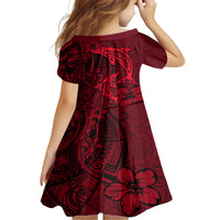 Polynesian Dolphin Valentine Day Family Matching Off Shoulder Short Dress and Hawaiian Shirt Hibiscus and Tribal Tattoo Red Style LT03 - Polynesian Pride