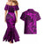 Polynesian Dolphin Valentine Day Couples Matching Mermaid Dress and Hawaiian Shirt Hibiscus and Tribal Tattoo Pink Style LT03 - Polynesian Pride
