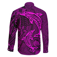 Polynesian Dolphin Valentine Day Family Matching Long Sleeve Bodycon Dress and Hawaiian Shirt Hibiscus and Tribal Tattoo Pink Style LT03 - Polynesian Pride