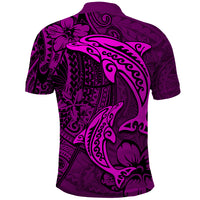 Polynesian Dolphin Valentine Day Polo Shirt Hibiscus and Tribal Tattoo Pink Style LT03 - Polynesian Pride