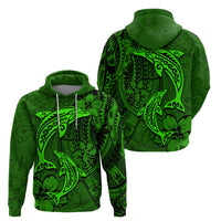 Polynesian Dolphin Valentine Day Hoodie Hibiscus and Tribal Tattoo Green Style LT03 - Polynesian Pride