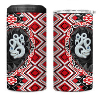 Red Taniko Motif Aotearoa Manaia and Silver Fern 4 in 1 Can Cooler Tumbler