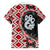 Red Taniko Motif Aotearoa Manaia and Silver Fern Family Matching Long Sleeve Bodycon Dress and Hawaiian Shirt
