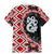 Red Taniko Motif Aotearoa Manaia and Silver Fern Family Matching Mermaid Dress and Hawaiian Shirt