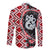 Red Taniko Motif Aotearoa Manaia and Silver Fern Family Matching Mermaid Dress and Hawaiian Shirt