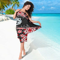 Red Taniko Motif Aotearoa Manaia and Silver Fern Sarong