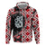 Red Taniko Motif Aotearoa Manaia and Silver Fern Zip Hoodie