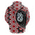Red Taniko Motif Aotearoa Manaia and Silver Fern Zip Hoodie