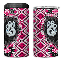 Pink Taniko Motif Aotearoa Manaia and Silver Fern 4 in 1 Can Cooler Tumbler