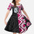 Pink Taniko Motif Aotearoa Manaia and Silver Fern Family Matching Mermaid Dress and Hawaiian Shirt