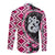 Pink Taniko Motif Aotearoa Manaia and Silver Fern Family Matching Mermaid Dress and Hawaiian Shirt
