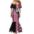 Pink Taniko Motif Aotearoa Manaia and Silver Fern Family Matching Mermaid Dress and Hawaiian Shirt