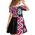 Pink Taniko Motif Aotearoa Manaia and Silver Fern Kid Short Sleeve Dress