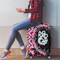 Pink Taniko Motif Aotearoa Manaia and Silver Fern Luggage Cover