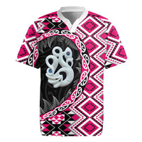 Pink Taniko Motif Aotearoa Manaia and Silver Fern Rugby Jersey