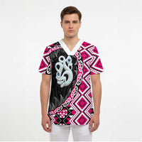 Pink Taniko Motif Aotearoa Manaia and Silver Fern Scrub Top - Polynesian Pride