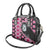 Pink Taniko Motif Aotearoa Manaia and Silver Fern Shoulder Handbag