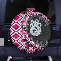 Pink Taniko Motif Aotearoa Manaia and Silver Fern Spare Tire Cover