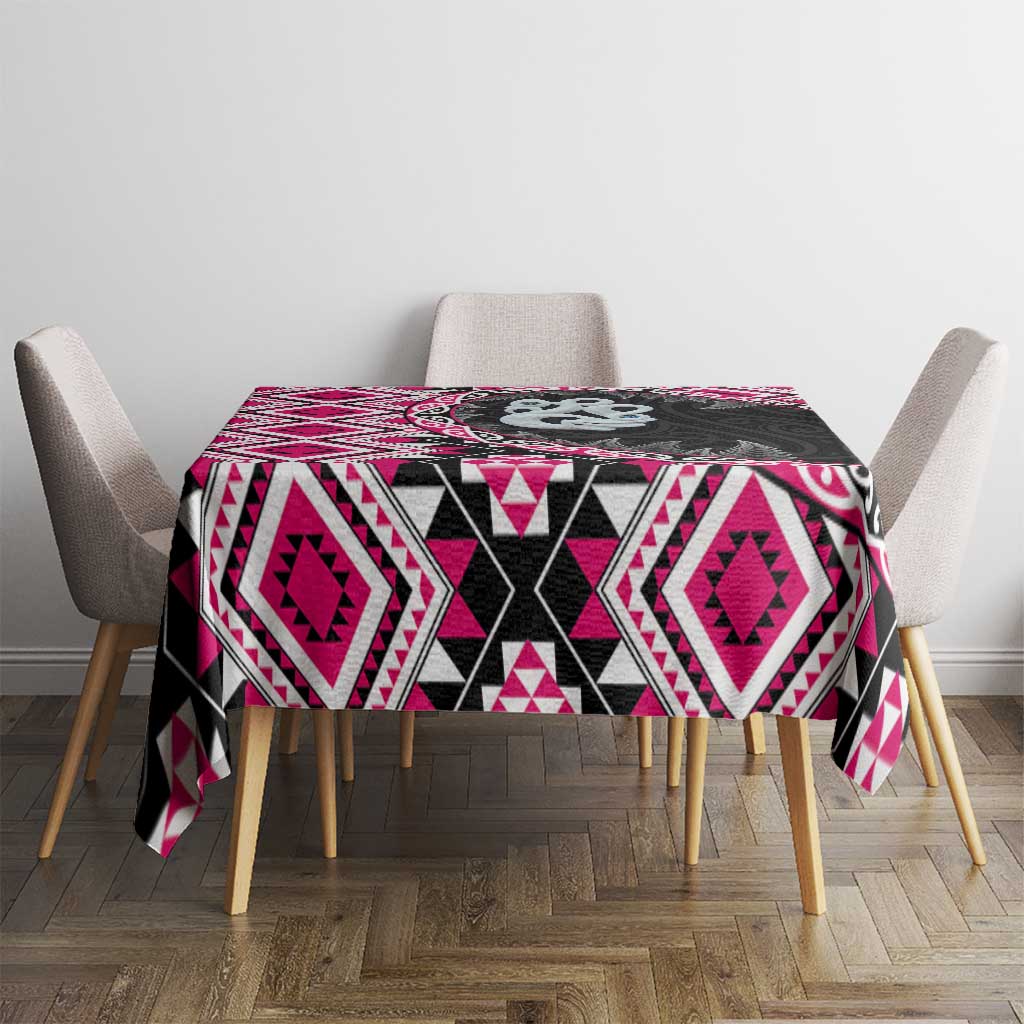 Pink Taniko Motif Aotearoa Manaia and Silver Fern Tablecloth