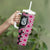 Pink Taniko Motif Aotearoa Manaia and Silver Fern Tumbler With Handle
