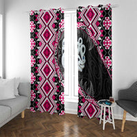 Pink Taniko Motif Aotearoa Manaia and Silver Fern Window Curtain