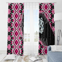 Pink Taniko Motif Aotearoa Manaia and Silver Fern Window Curtain