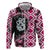 Pink Taniko Motif Aotearoa Manaia and Silver Fern Zip Hoodie