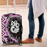 Purple Taniko Motif Aotearoa Manaia and Silver Fern Luggage Cover LT03 Purple - Polynesian Pride