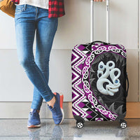 Purple Taniko Motif Aotearoa Manaia and Silver Fern Luggage Cover LT03 - Polynesian Pride