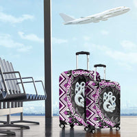Purple Taniko Motif Aotearoa Manaia and Silver Fern Luggage Cover LT03 - Polynesian Pride
