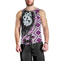 Purple Taniko Motif Aotearoa Manaia and Silver Fern Men Tank Top