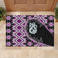 Purple Taniko Motif Aotearoa Manaia and Silver Fern Rubber Doormat