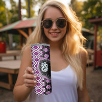 Purple Taniko Motif Aotearoa Manaia and Silver Fern Skinny Tumbler LT03 - Polynesian Pride