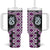 Purple Taniko Motif Aotearoa Manaia and Silver Fern Tumbler With Handle