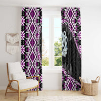 Purple Taniko Motif Aotearoa Manaia and Silver Fern Window Curtain