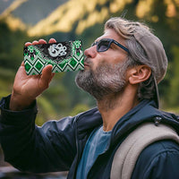 Green Taniko Motif Aotearoa Manaia and Silver Fern 4 in 1 Can Cooler Tumbler