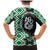 Green Taniko Motif Aotearoa Manaia and Silver Fern Family Matching Mermaid Dress and Hawaiian Shirt