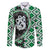 Green Taniko Motif Aotearoa Manaia and Silver Fern Family Matching Mermaid Dress and Hawaiian Shirt
