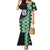 Green Taniko Motif Aotearoa Manaia and Silver Fern Family Matching Mermaid Dress and Hawaiian Shirt