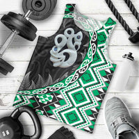Green Taniko Motif Aotearoa Manaia and Silver Fern Men Tank Top