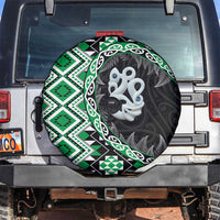 Green Taniko Motif Aotearoa Manaia and Silver Fern Spare Tire Cover